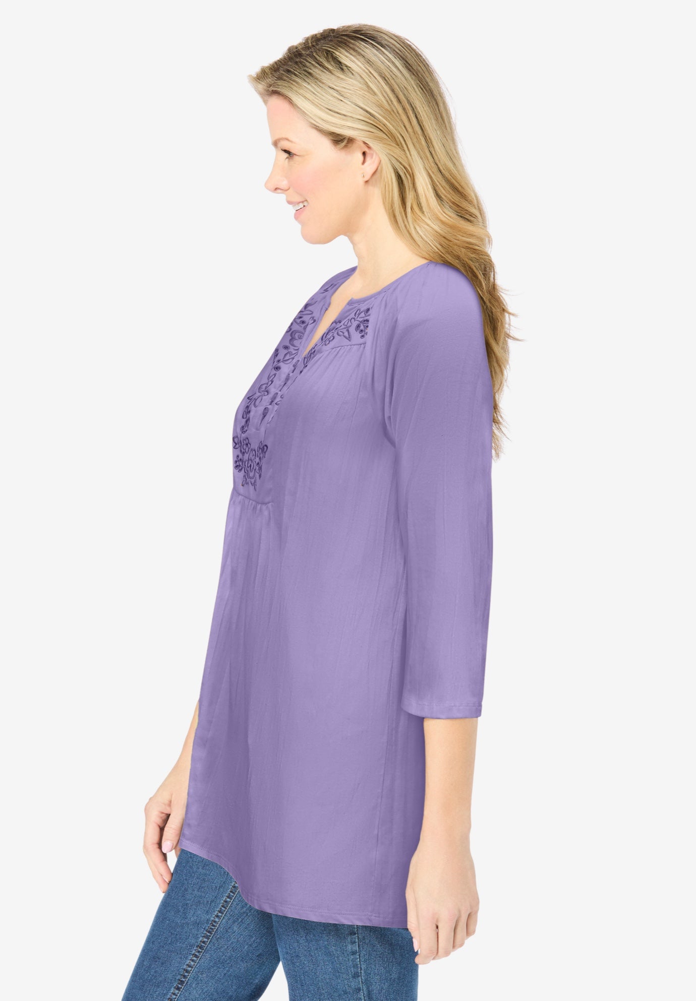 Embroidered Crinkle Tunic image number 2