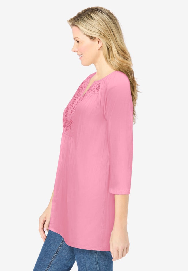 Embroidered Crinkle Tunic image number 2
