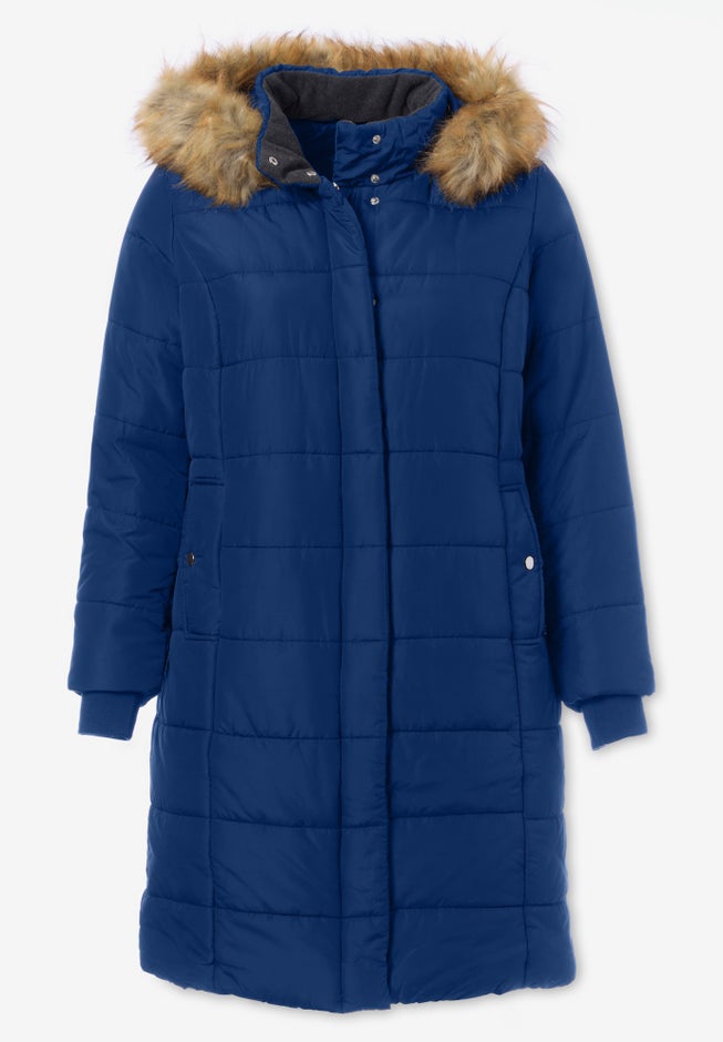Plus Size Knee Length Puffer Coat image number 5