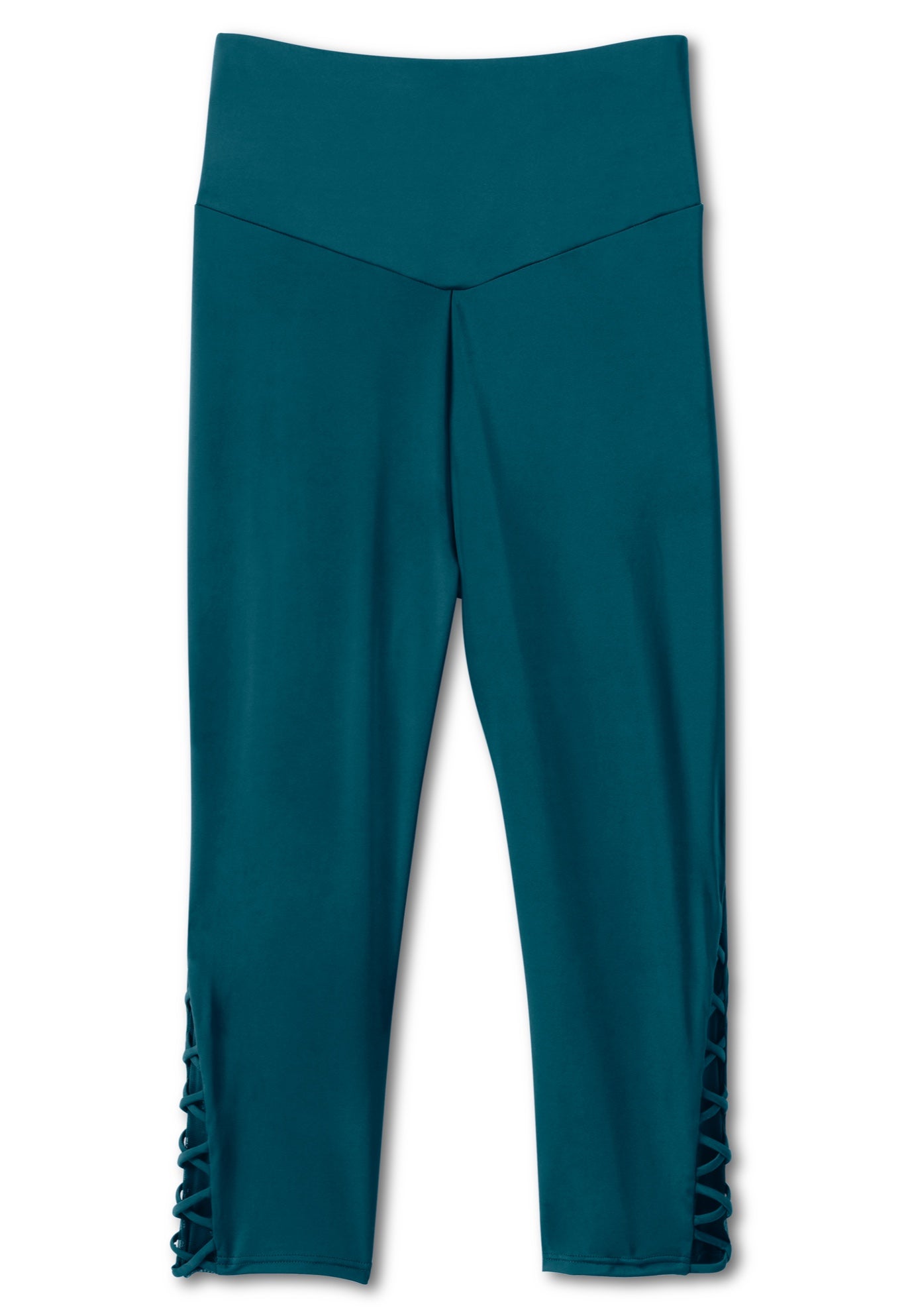 High-Waisted Swim Capri with Lattice Detail image number 3