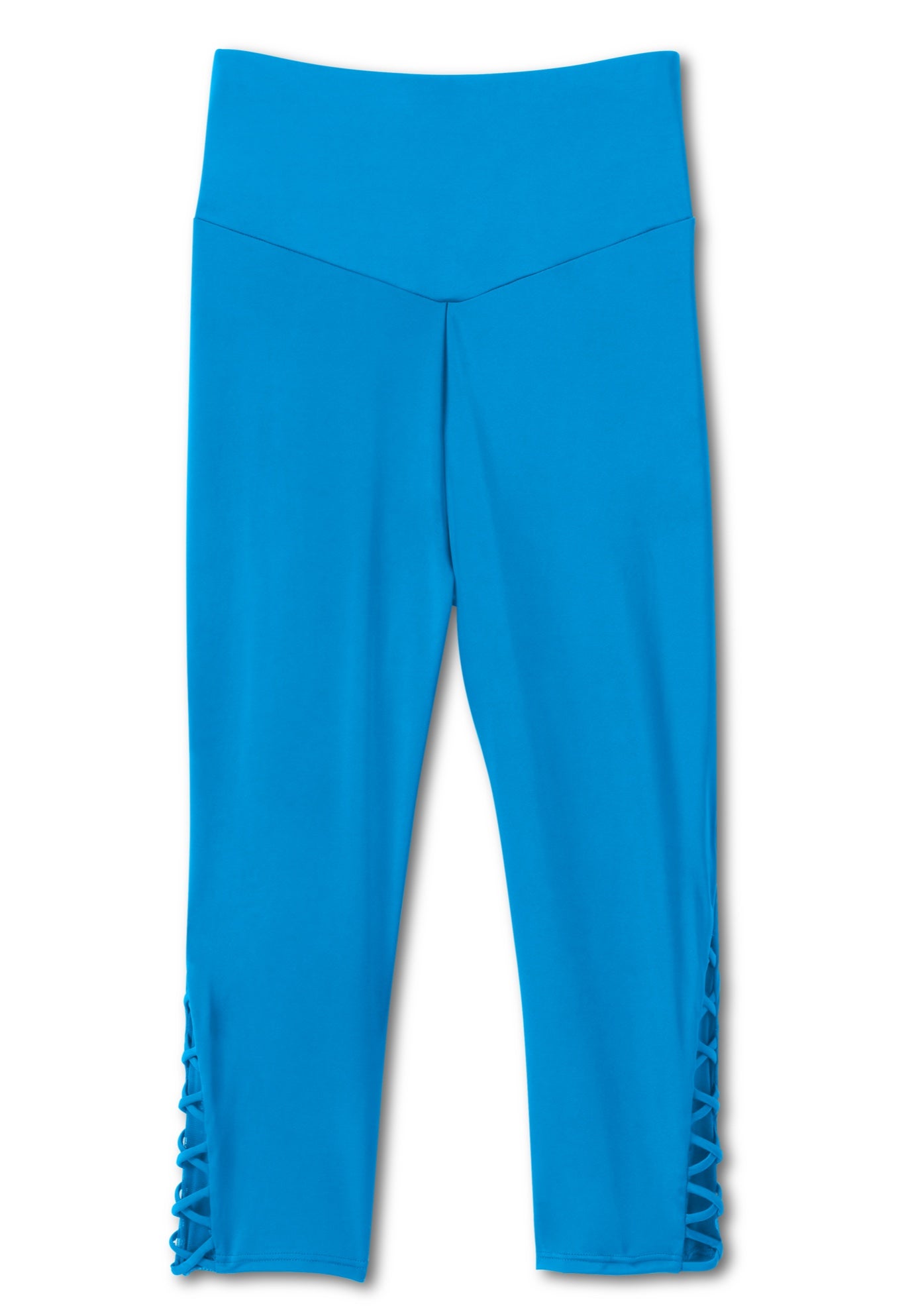 High-Waisted Swim Capri with Lattice Detail image number 3