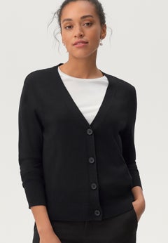 Lightweight Fine Knit Relaxed V-Neck Boxy Cardigan