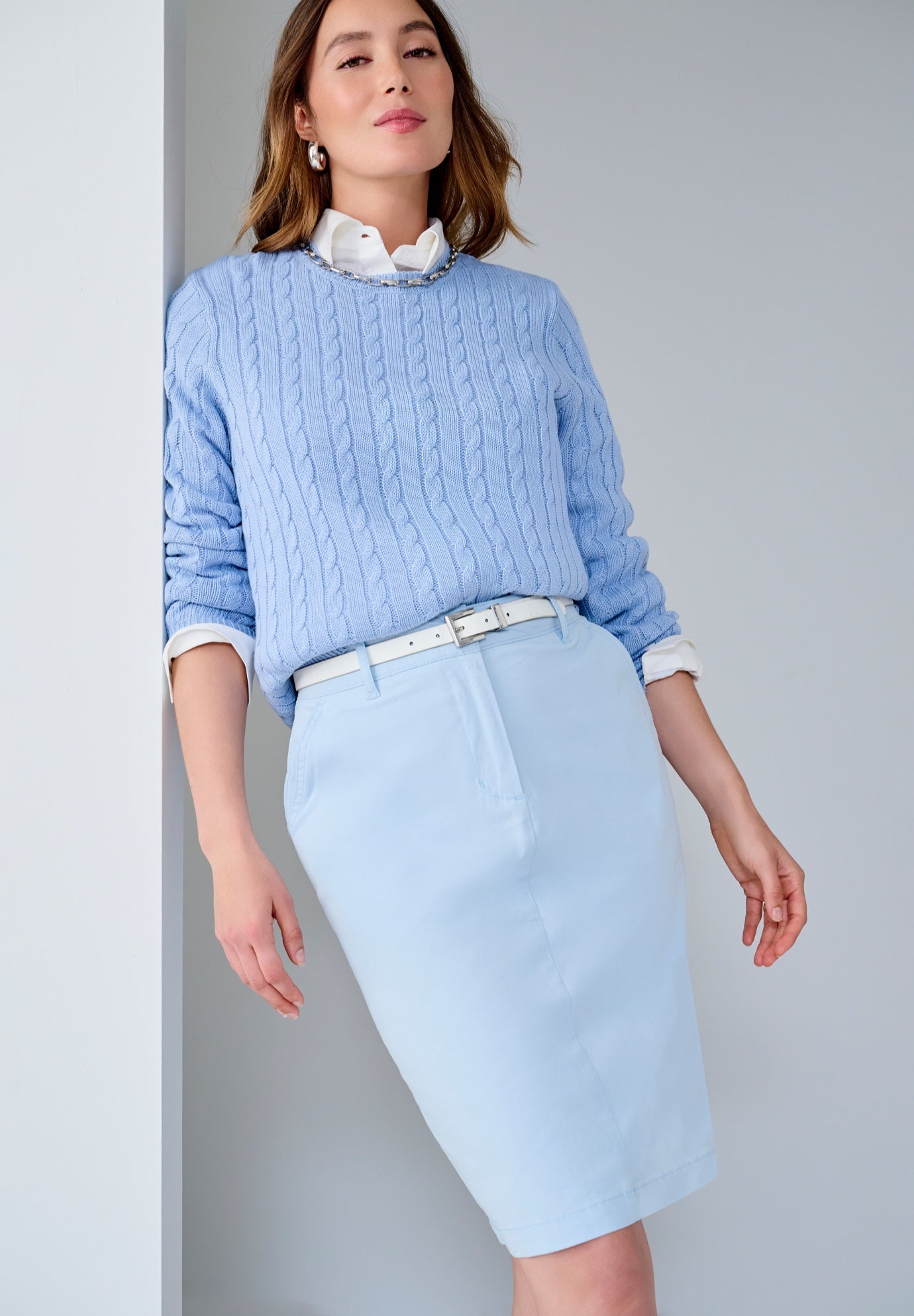 Stretch Cotton Chino Skirt image number 1