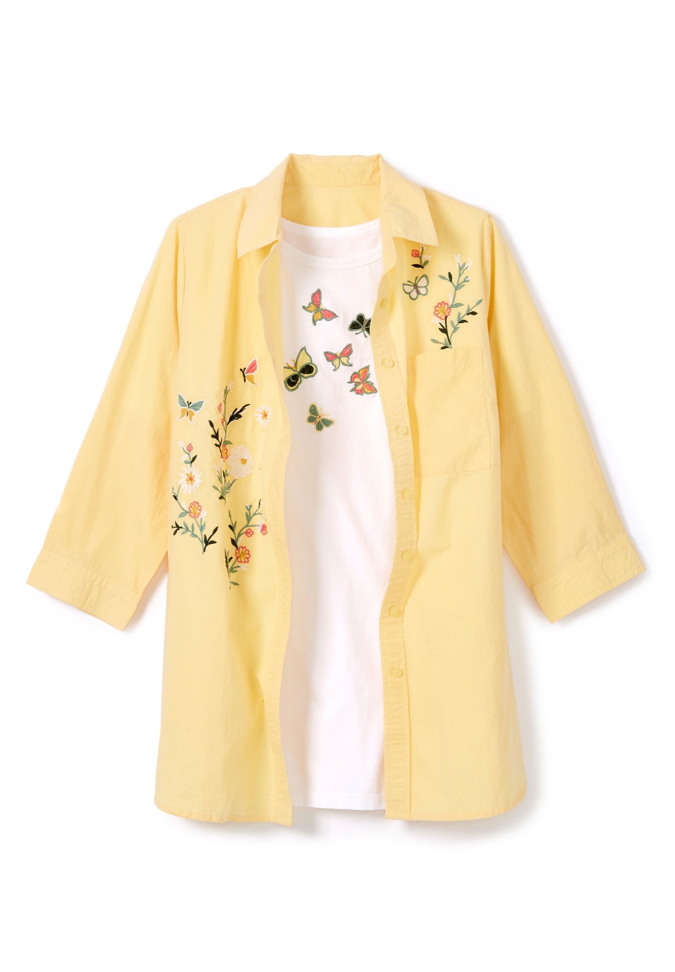 2-Piece Embroidered Poplin Tunic and Tee Set image number 2