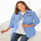 2-Piece Embroidered Poplin Tunic and Tee Set image number null