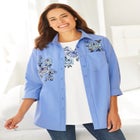 2-Piece Embroidered Poplin Tunic and Tee Set image number null