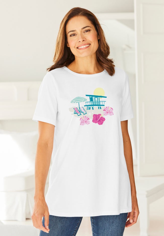 2-Piece Embroidered Poplin Tunic and Tee Set image number 1