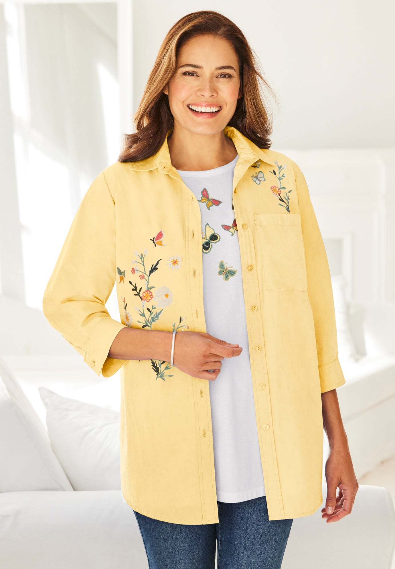 2-Piece Embroidered Poplin Tunic and Tee Set image number 6