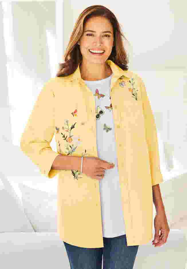2-Piece Embroidered Poplin Tunic and Tee Set image number 6