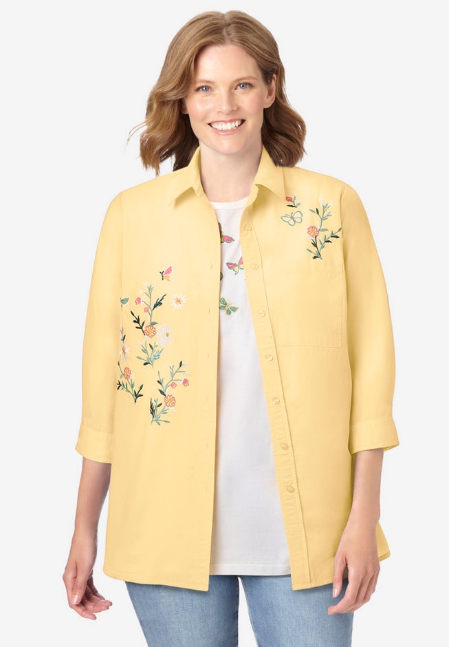 2-Piece Embroidered Poplin Tunic and Tee Set image number 0