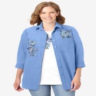 2-Piece Embroidered Poplin Tunic and Tee Set image number null