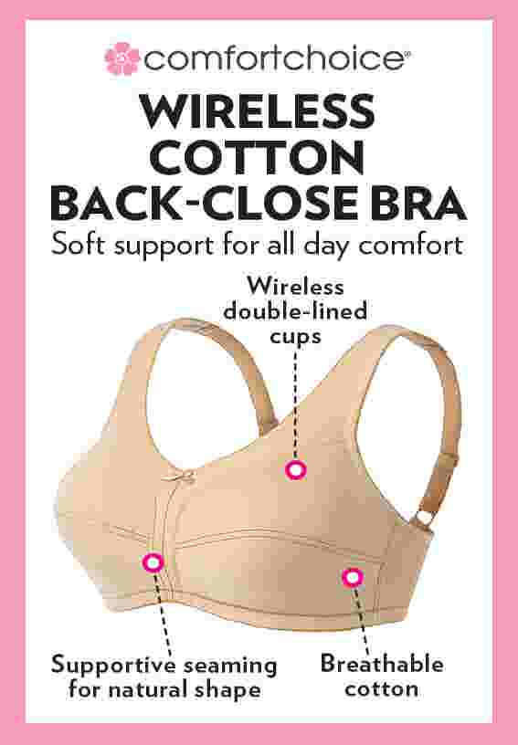 Cotton Back-Close Wireless Bra image number 3