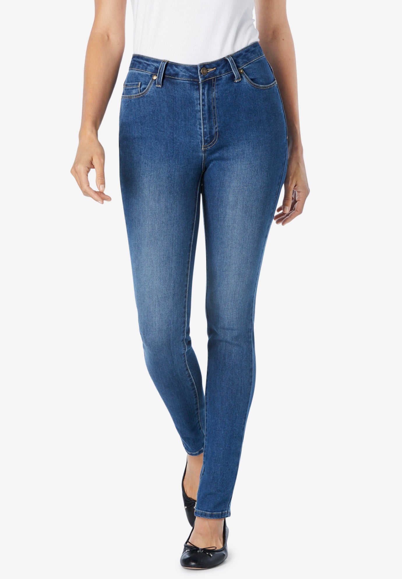 Slim-Leg Stretch Comfort Denim Five-Pocket Jeans image number 0