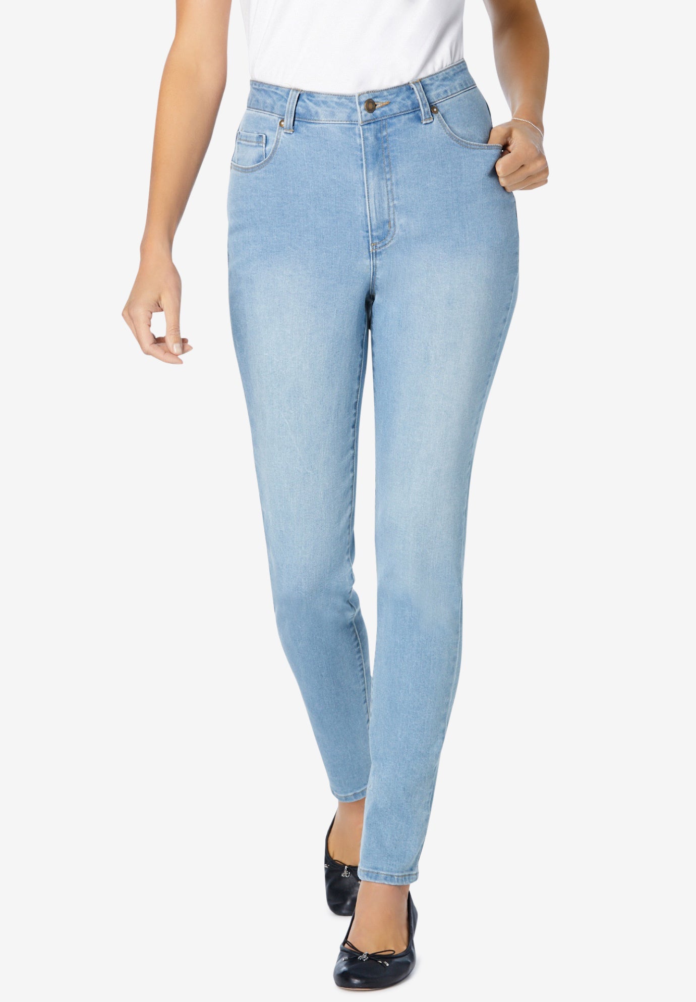 Slim-Leg Stretch Comfort Denim Five-Pocket Jeans image number 0