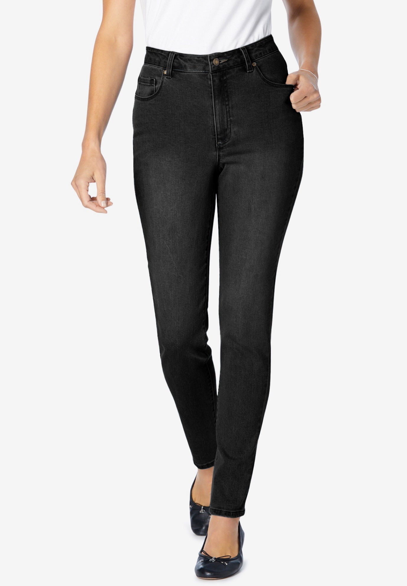 Slim-Leg Stretch Comfort Denim Five-Pocket Jeans image number 0