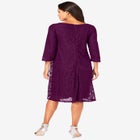 Plus-Size 3/4 Sleeve Boatneck Lace Swing Dress image number null