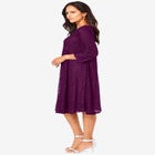 Plus-Size 3/4 Sleeve Boatneck Lace Swing Dress image number null