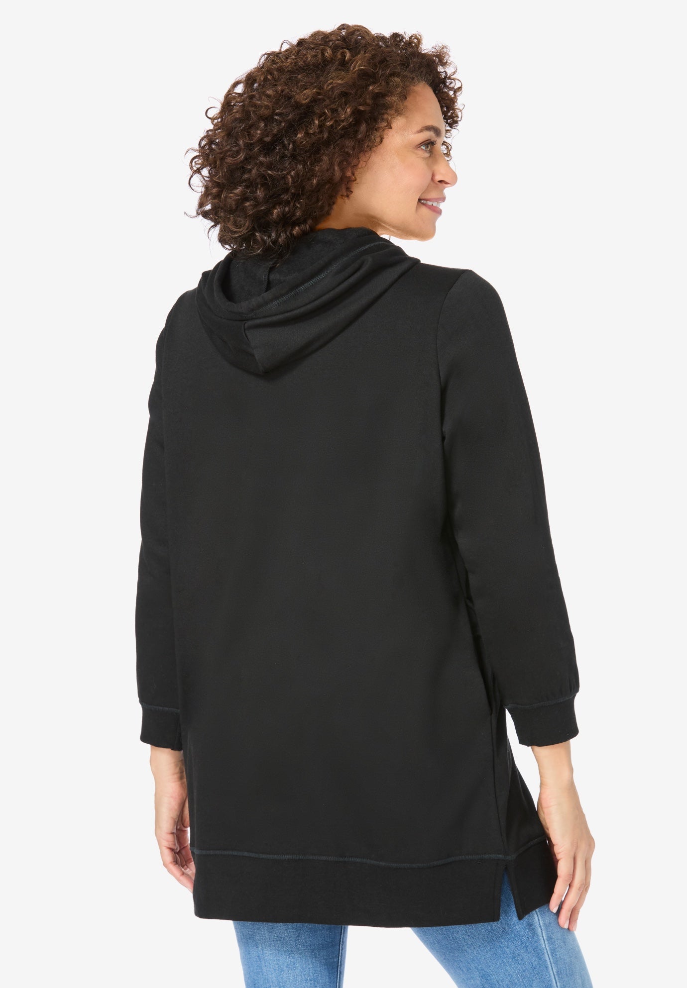 Longer-Length Hoodie Sweatshirt. image number 1