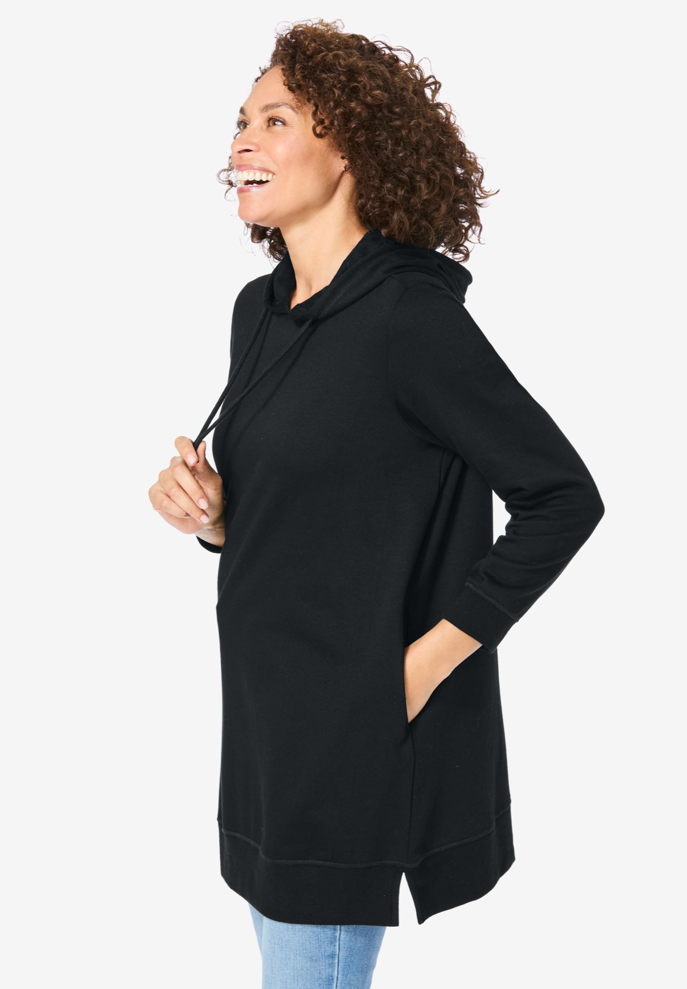 Longer-Length Hoodie Sweatshirt. image number 2