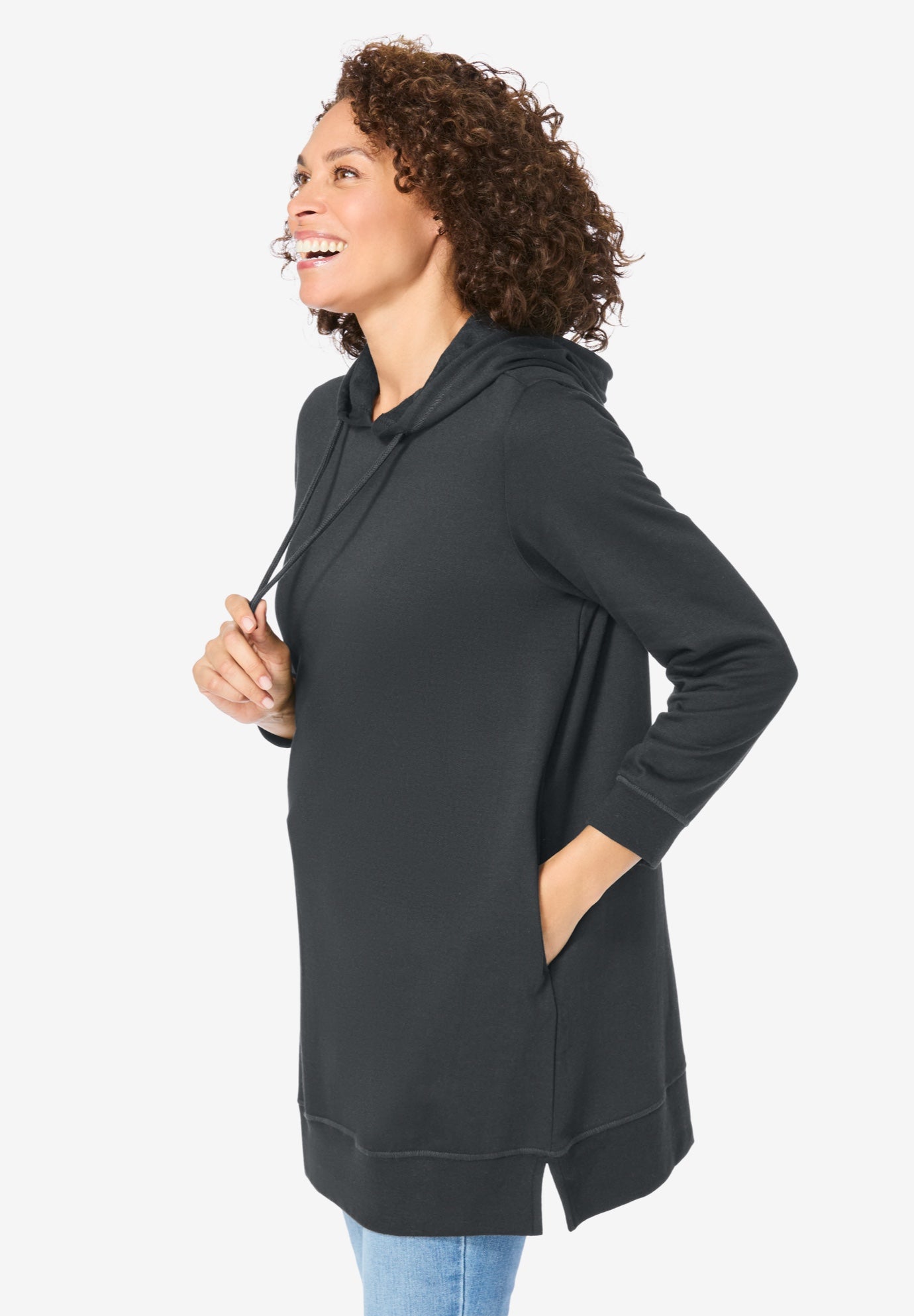 Longer-Length Hoodie Sweatshirt. image number 2