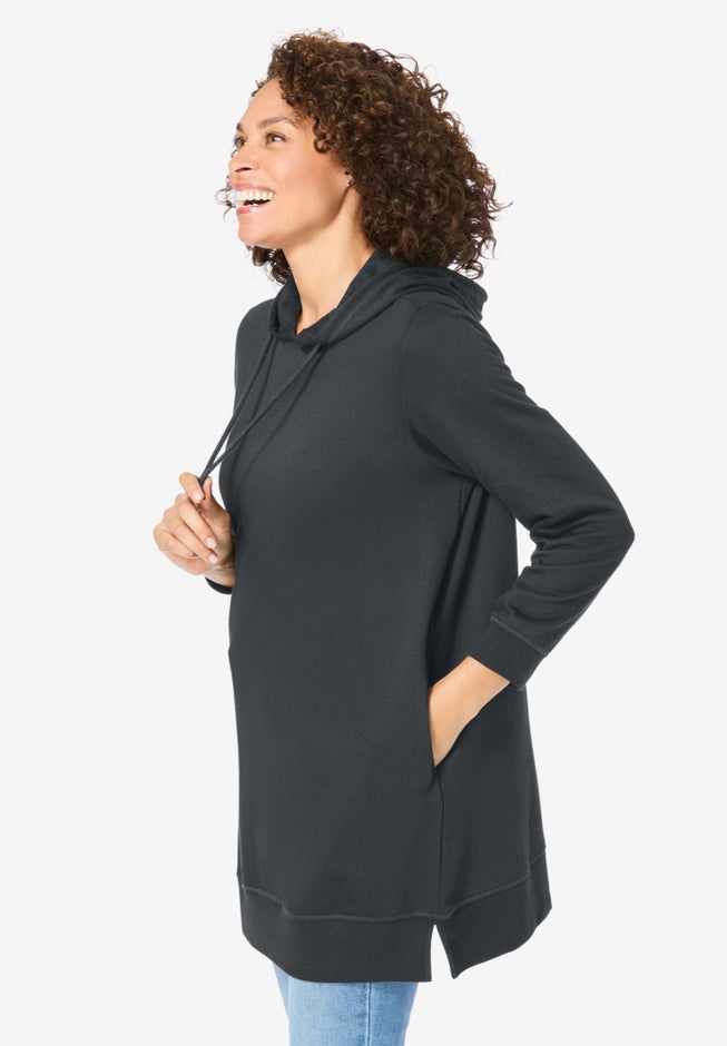 Longer-Length Hoodie Sweatshirt. image number 2