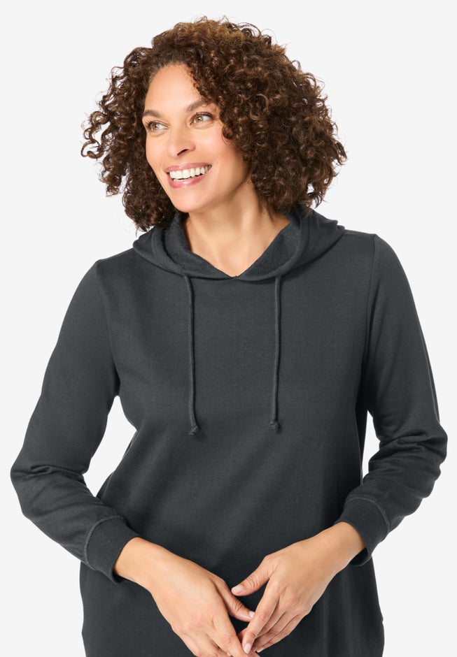 Longer-Length Hoodie Sweatshirt. image number 3