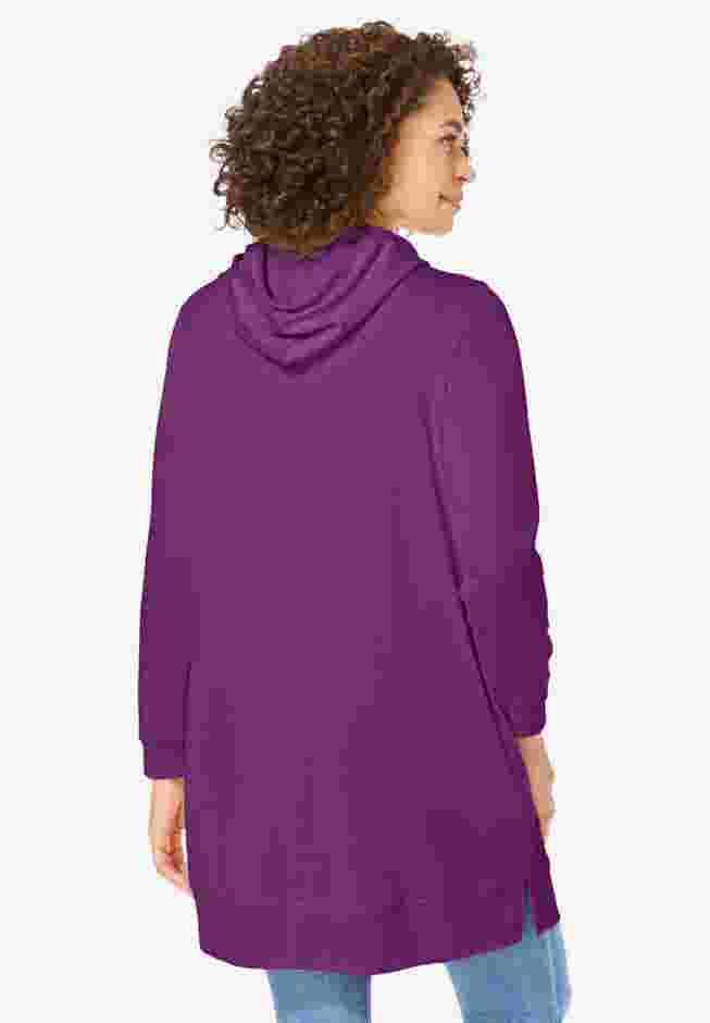 Longer-Length Hoodie Sweatshirt. image number 1