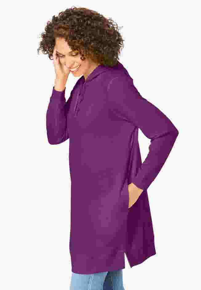 Longer-Length Hoodie Sweatshirt. image number 2
