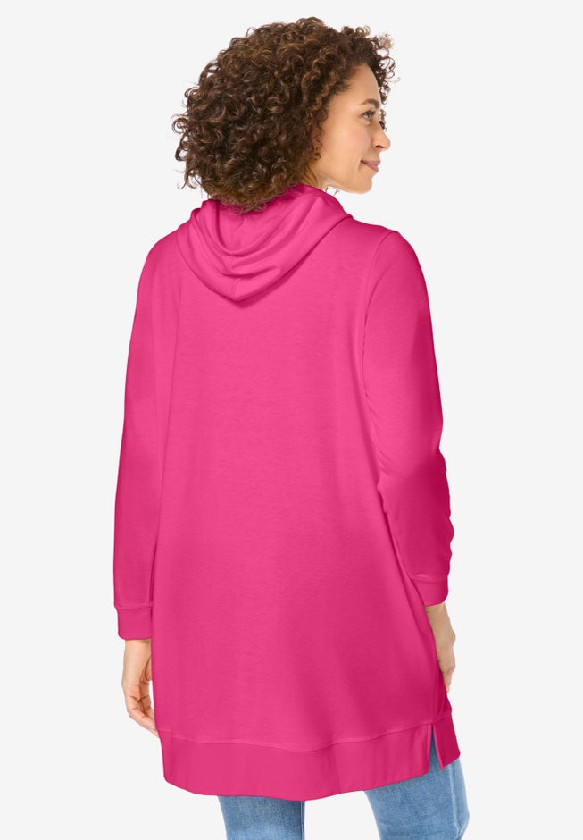 Longer-Length Hoodie Sweatshirt. image number 1