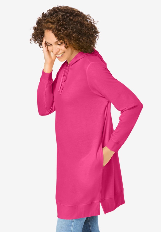 Longer-Length Hoodie Sweatshirt. image number 2