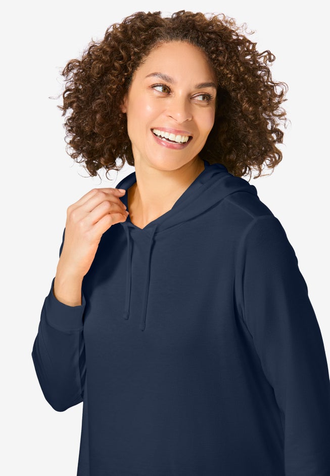Longer-Length Hoodie Sweatshirt. image number 3