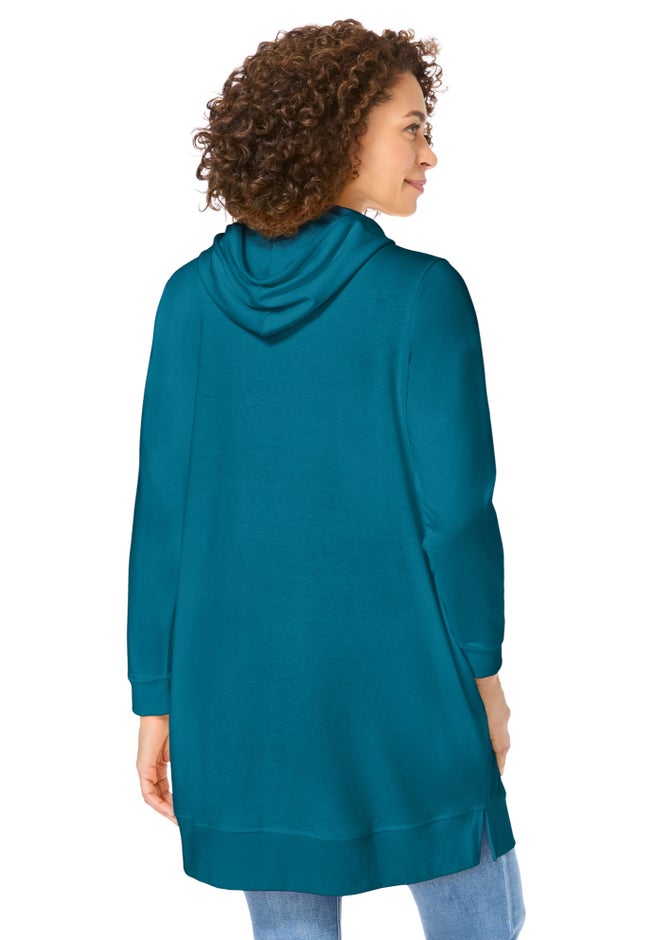 Longer-Length Hoodie Sweatshirt. image number 1