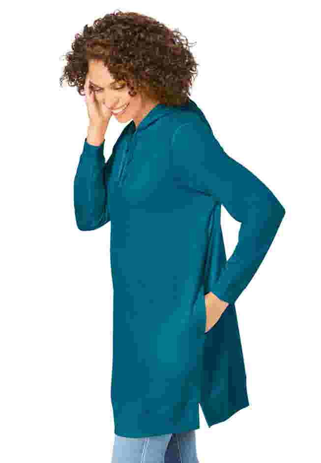 Longer-Length Hoodie Sweatshirt. image number 2