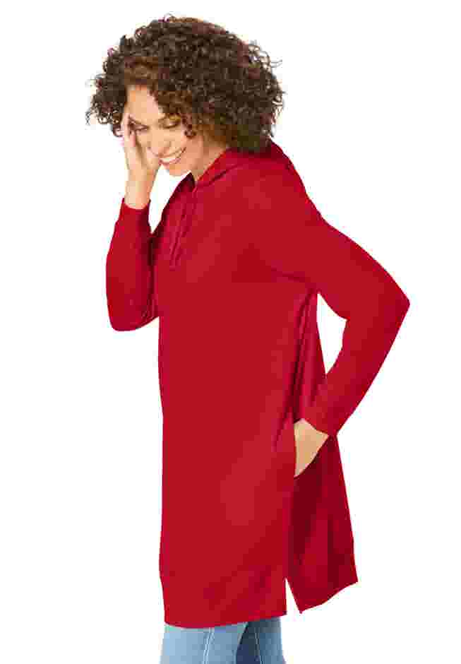 Longer-Length Hoodie Sweatshirt. image number 2