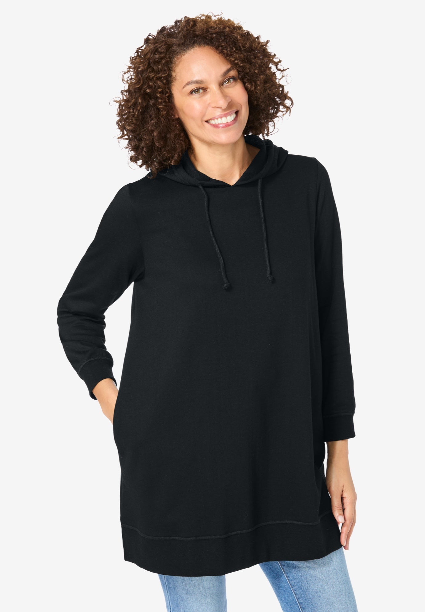 Longer-Length Hoodie Sweatshirt. image number 0