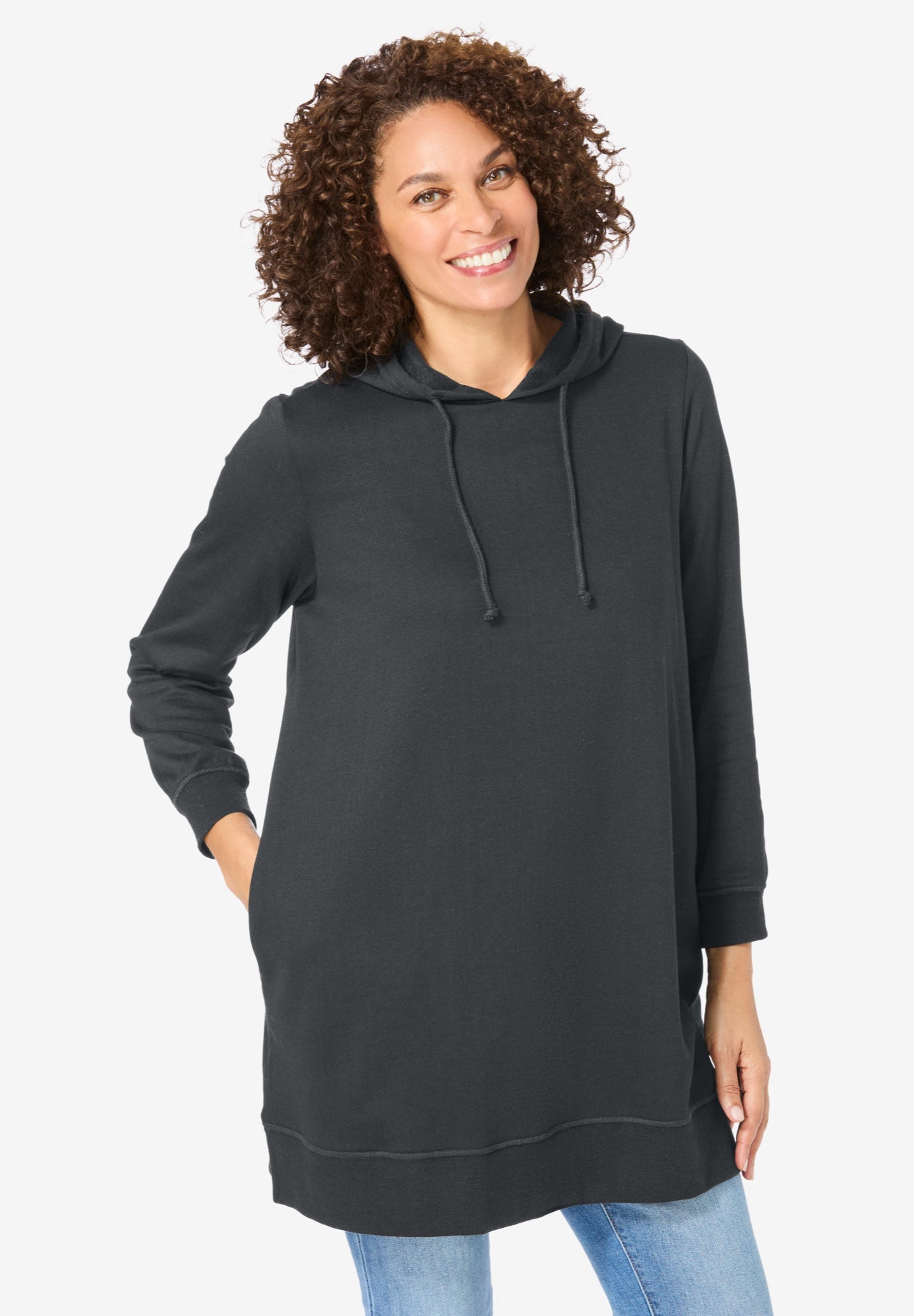 Longer-Length Hoodie Sweatshirt. image number 0