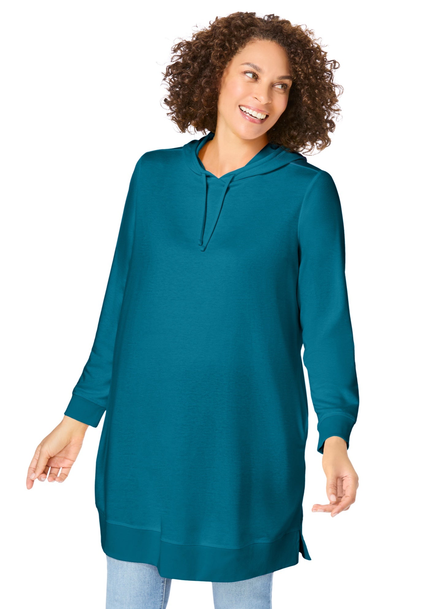 Longer-Length Hoodie Sweatshirt. image number 0