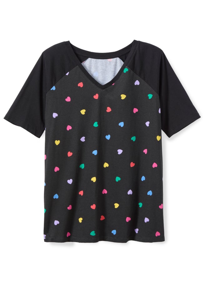 Elbow Sleeve V-Neck Baseball Tee image number 1