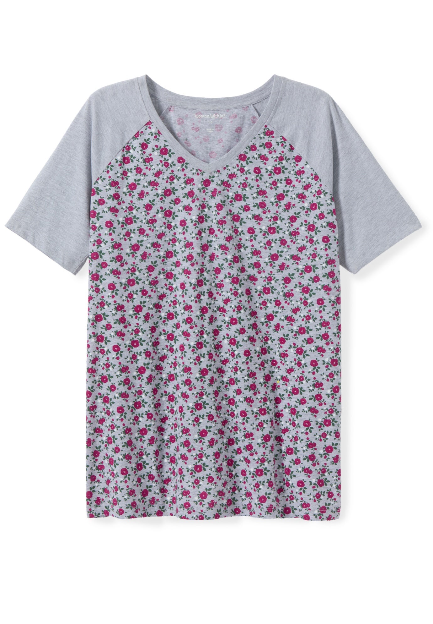 Elbow Sleeve V-Neck Baseball Tee image number 1