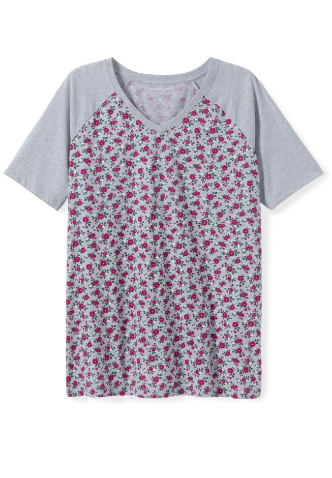 Elbow Sleeve V-Neck Baseball Tee image number 1