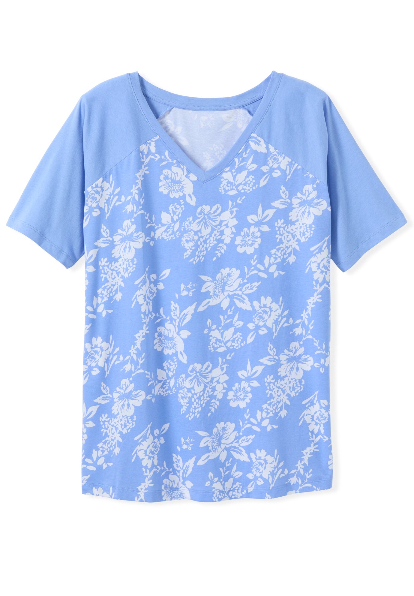 Elbow Sleeve V-Neck Baseball Tee image number 1