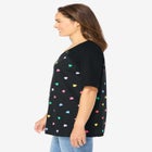 Elbow Sleeve V-Neck Baseball Tee image number null