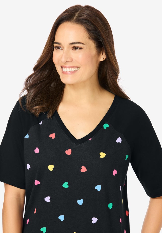 Elbow Sleeve V-Neck Baseball Tee image number 3