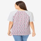 Elbow Sleeve V-Neck Baseball Tee image number null