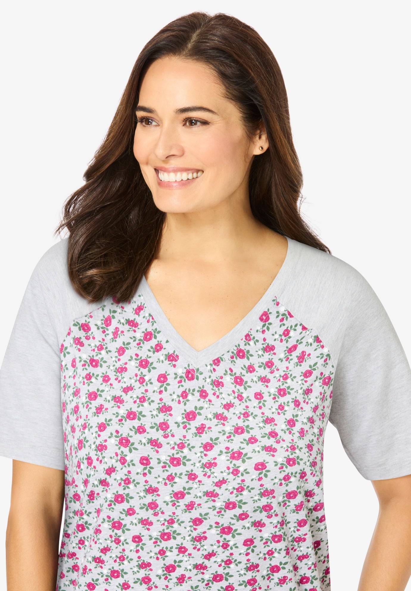 Elbow Sleeve V-Neck Baseball Tee image number 4