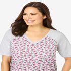 Elbow Sleeve V-Neck Baseball Tee image number null