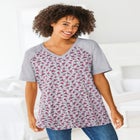 Elbow Sleeve V-Neck Baseball Tee image number null