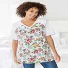 Elbow Sleeve V-Neck Baseball Tee image number null