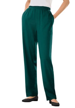 7-Day Straight-Leg Elastic-Waist Stretchy Knit Pant