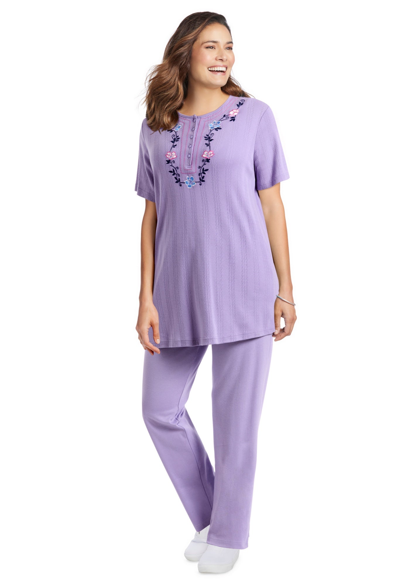 7-Day Straight-Leg Elastic-Waist Stretchy Knit Pant image number 0